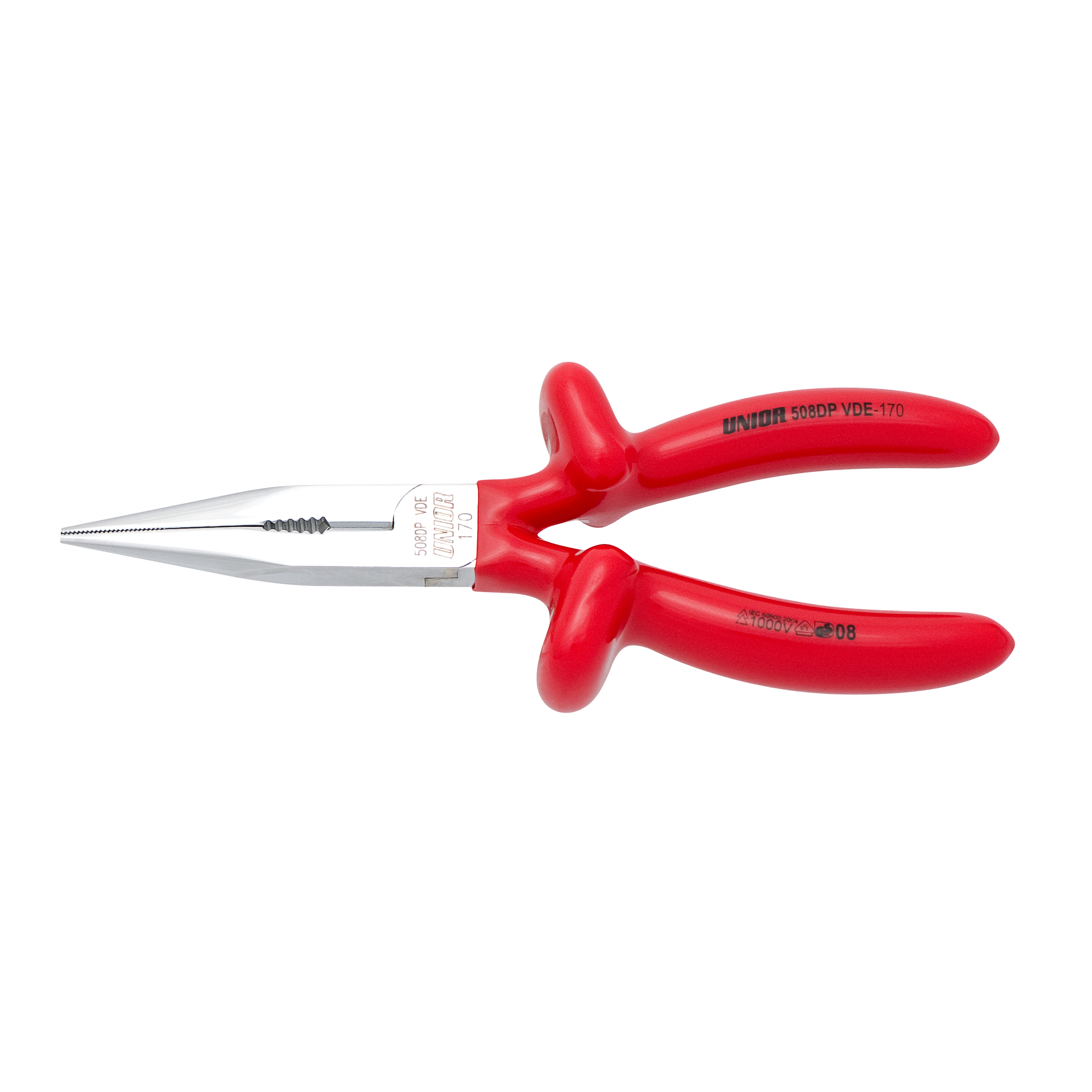 Long nose pliers with side cutter and pipe grip, straight 508/1VDEDP 170