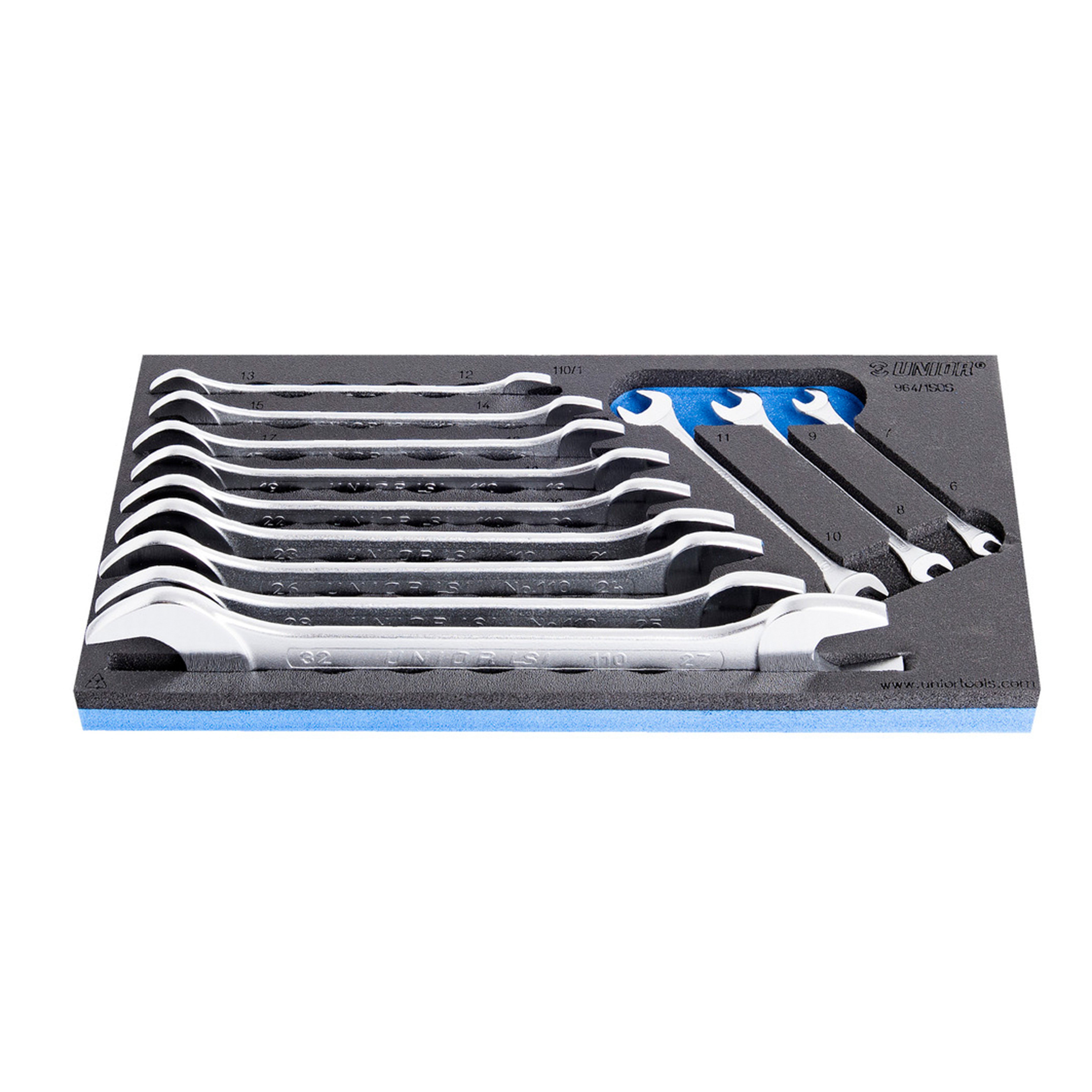 Set of open end wrenches in SOS tool tray 964/1SOS 6 - 32/12