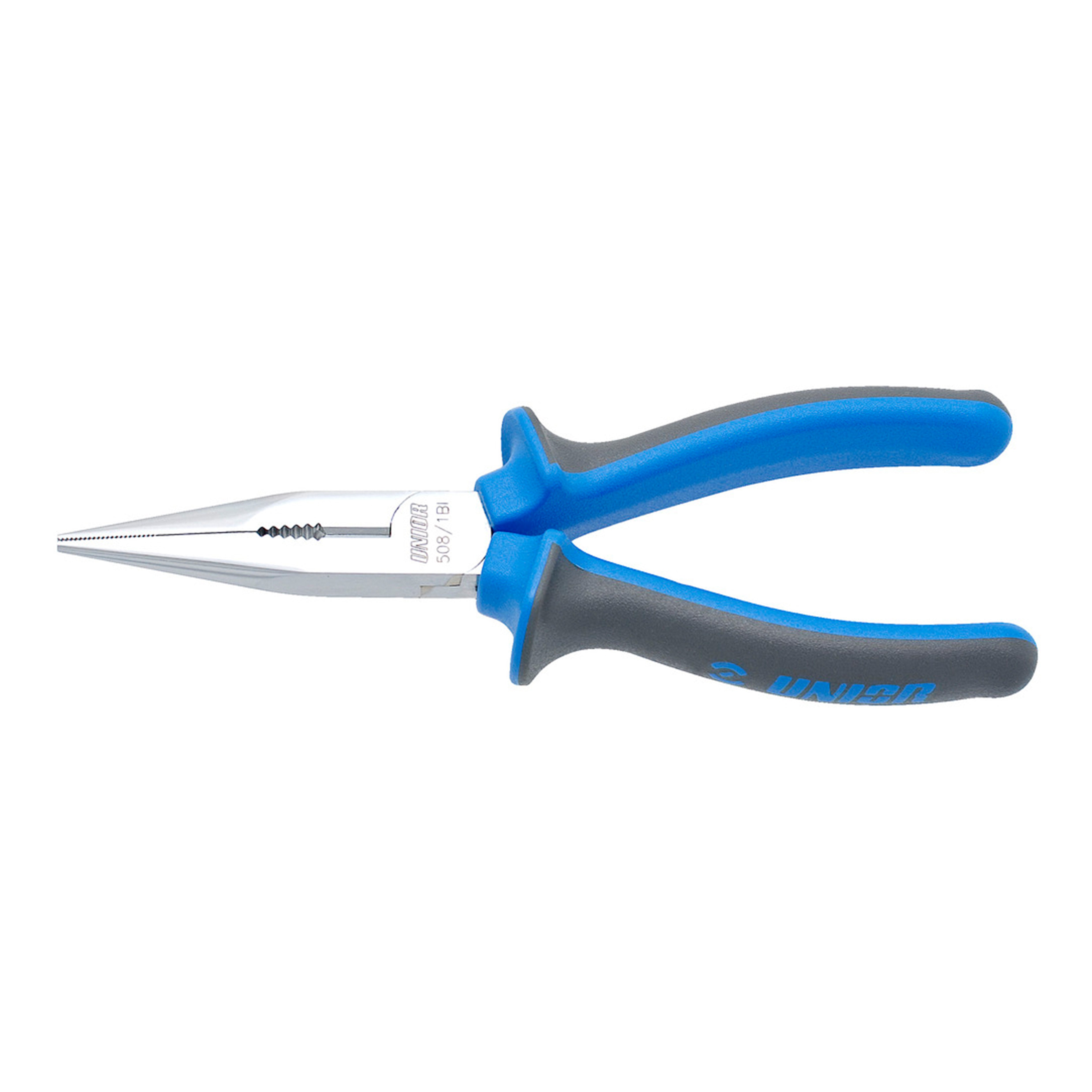 Long nose pliers with side cutter and pipe grip, straight 508/1BI 170