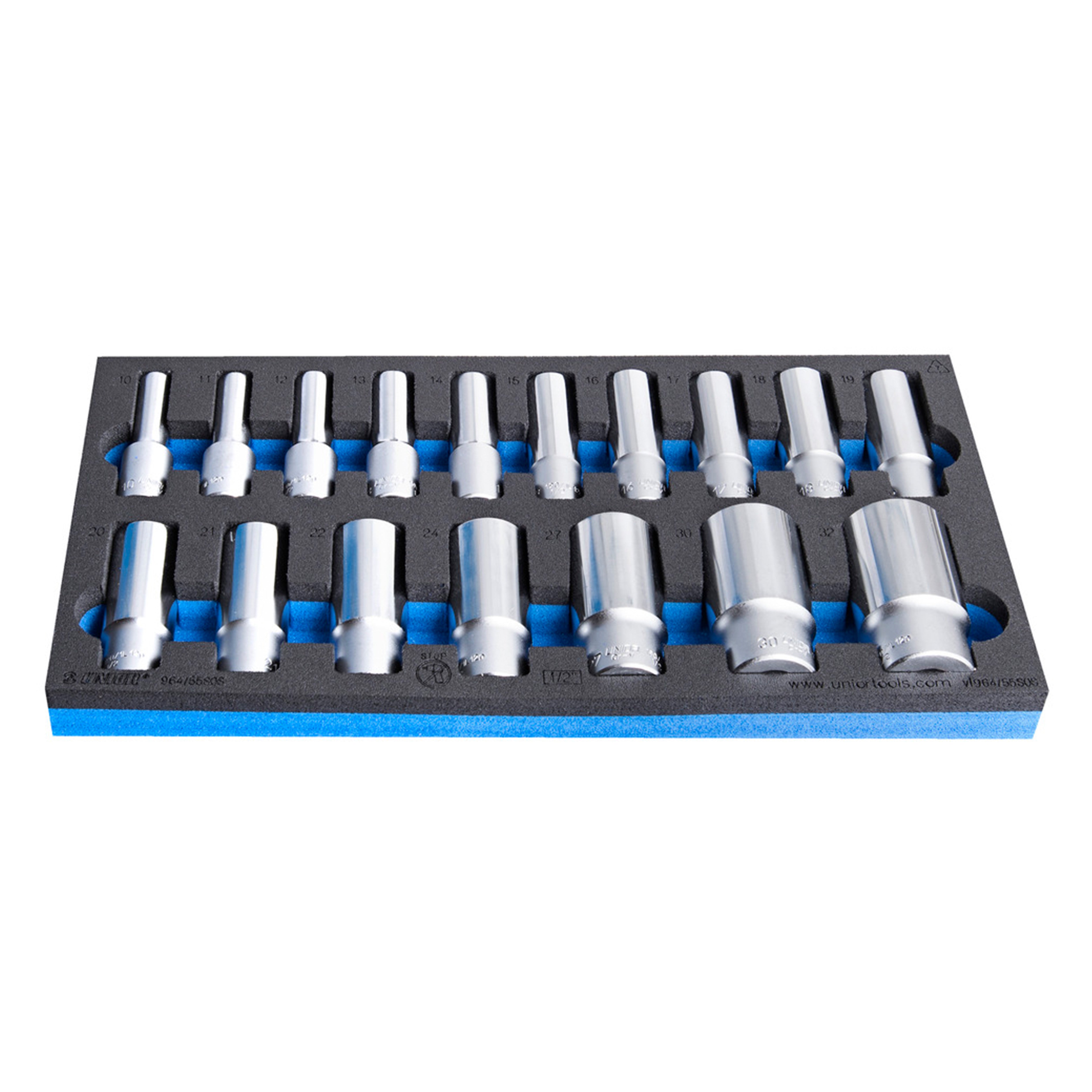 Set of long sockets 1/2 in SOS tool tray 964/55SOS /17