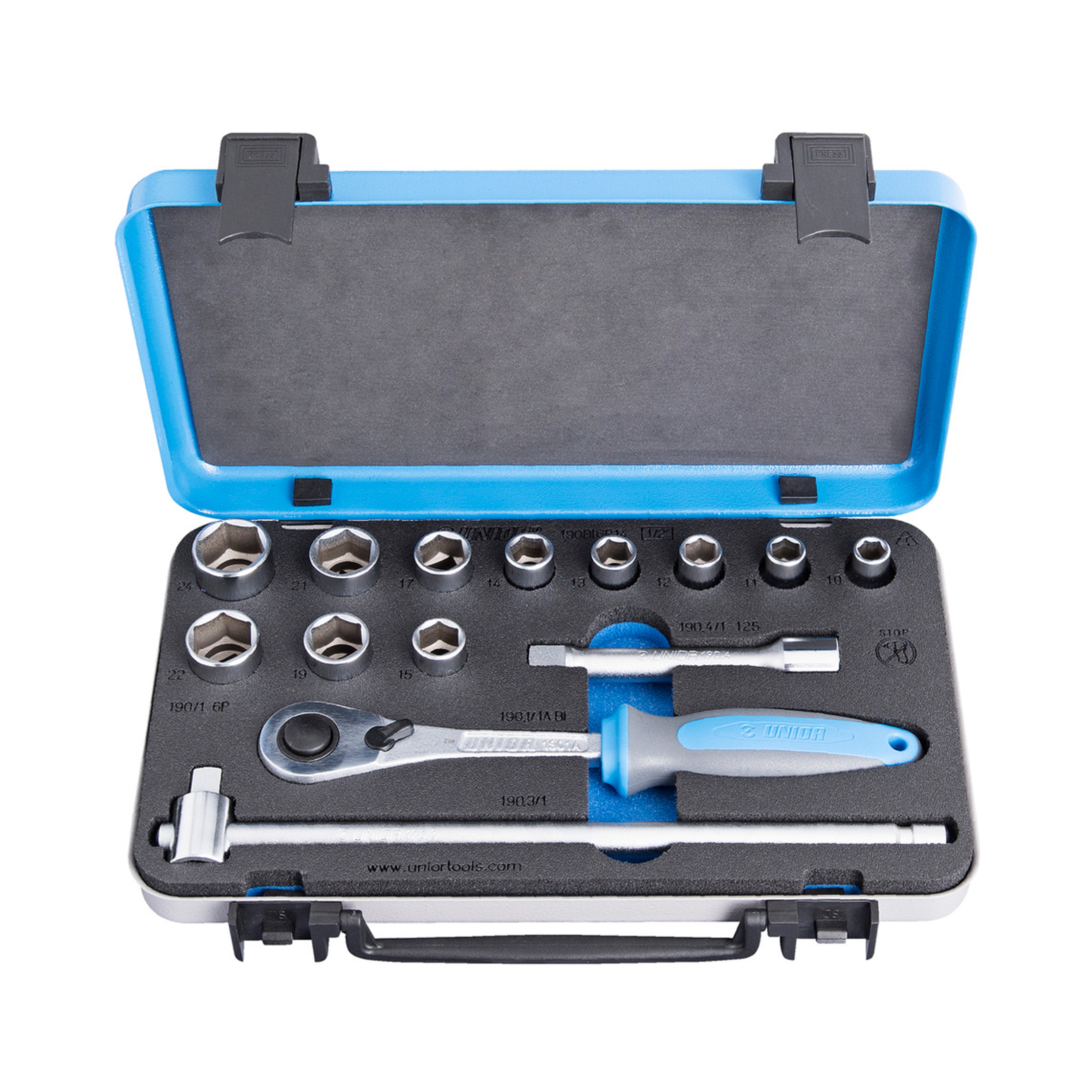 Socket set 1/2 in metal box 190BI6P14 10 - 24/14