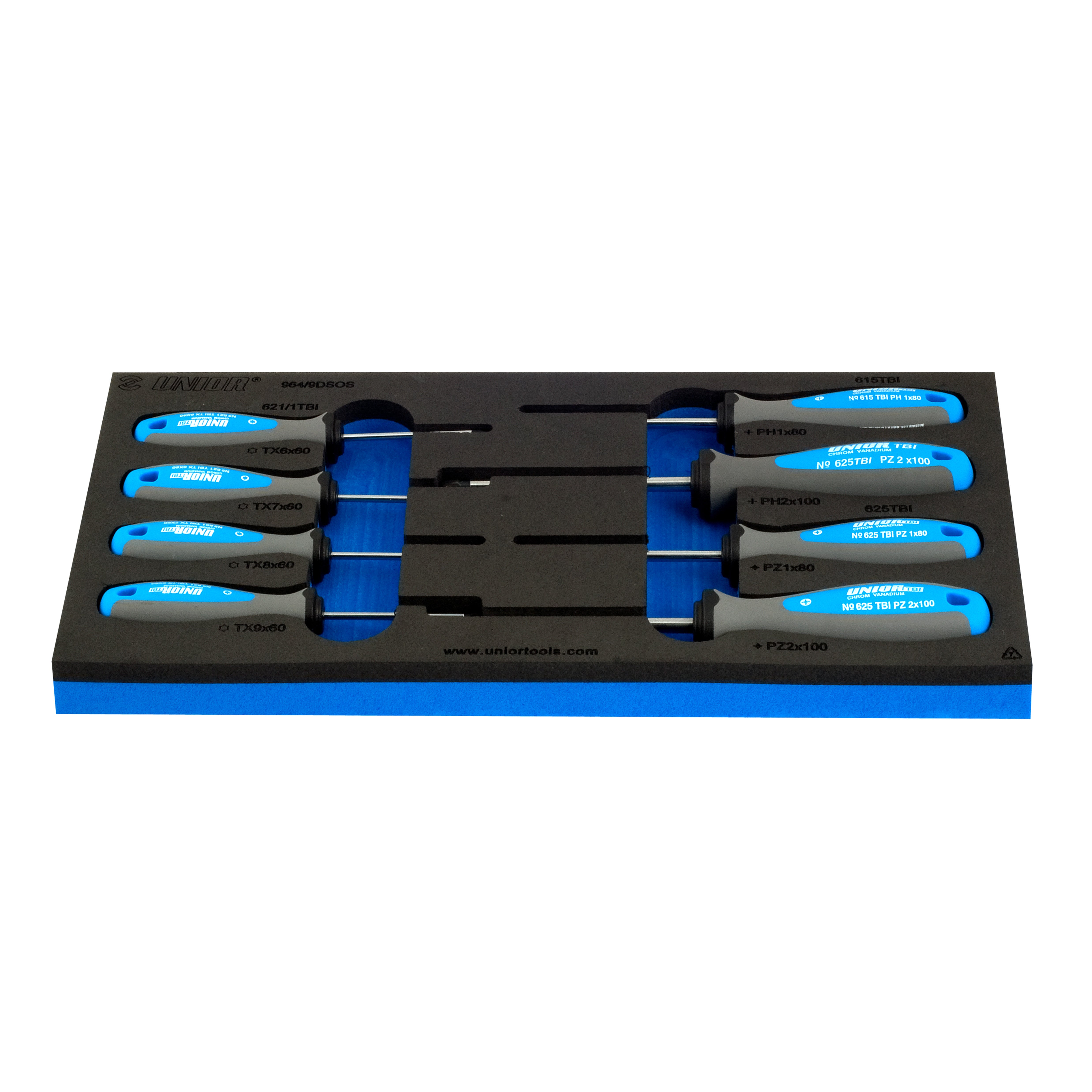 Set of screwdrivers TBI in SOS tool tray 964/9DSOS