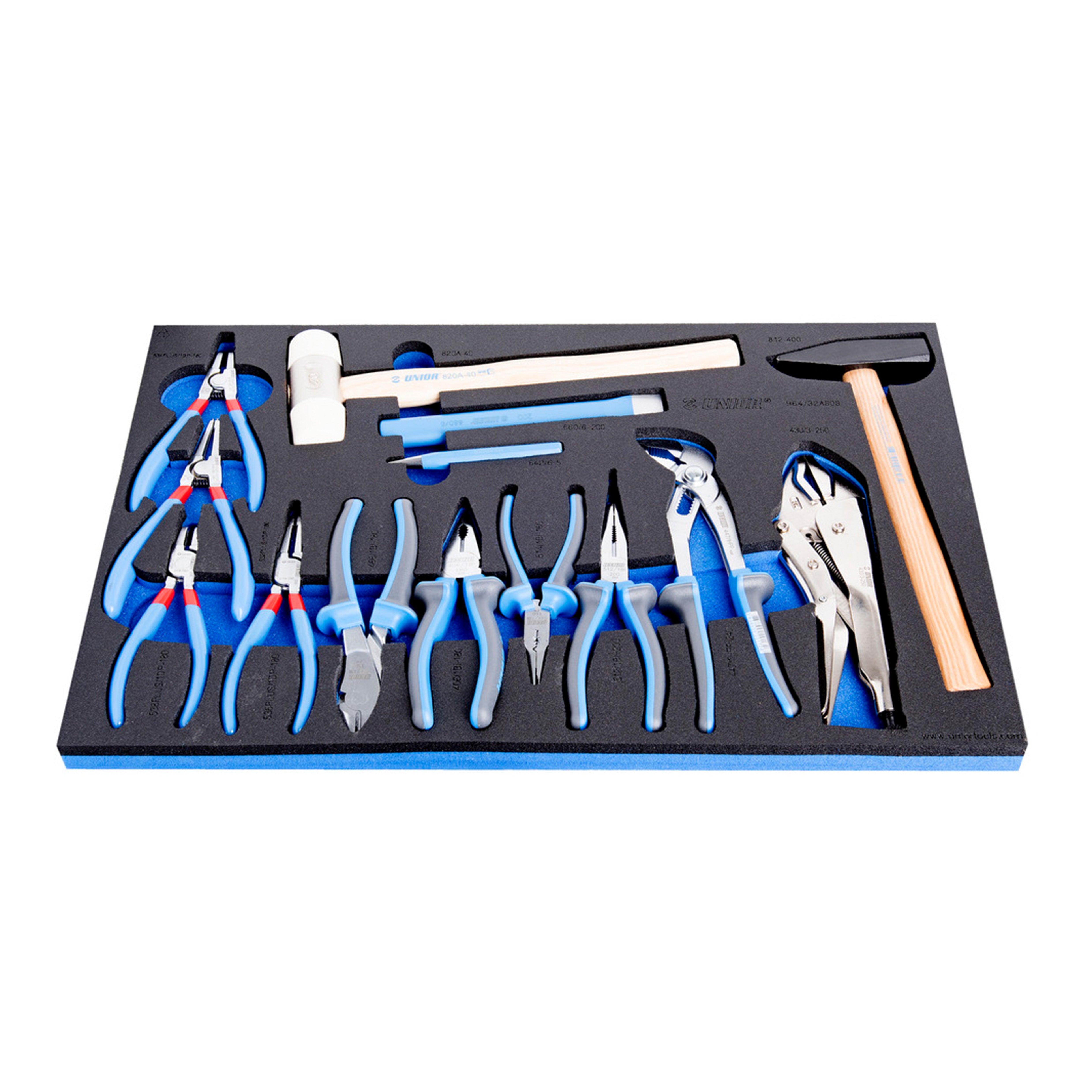 Set of BI pliers and hammer in SOS tool tray 964/32ASOS