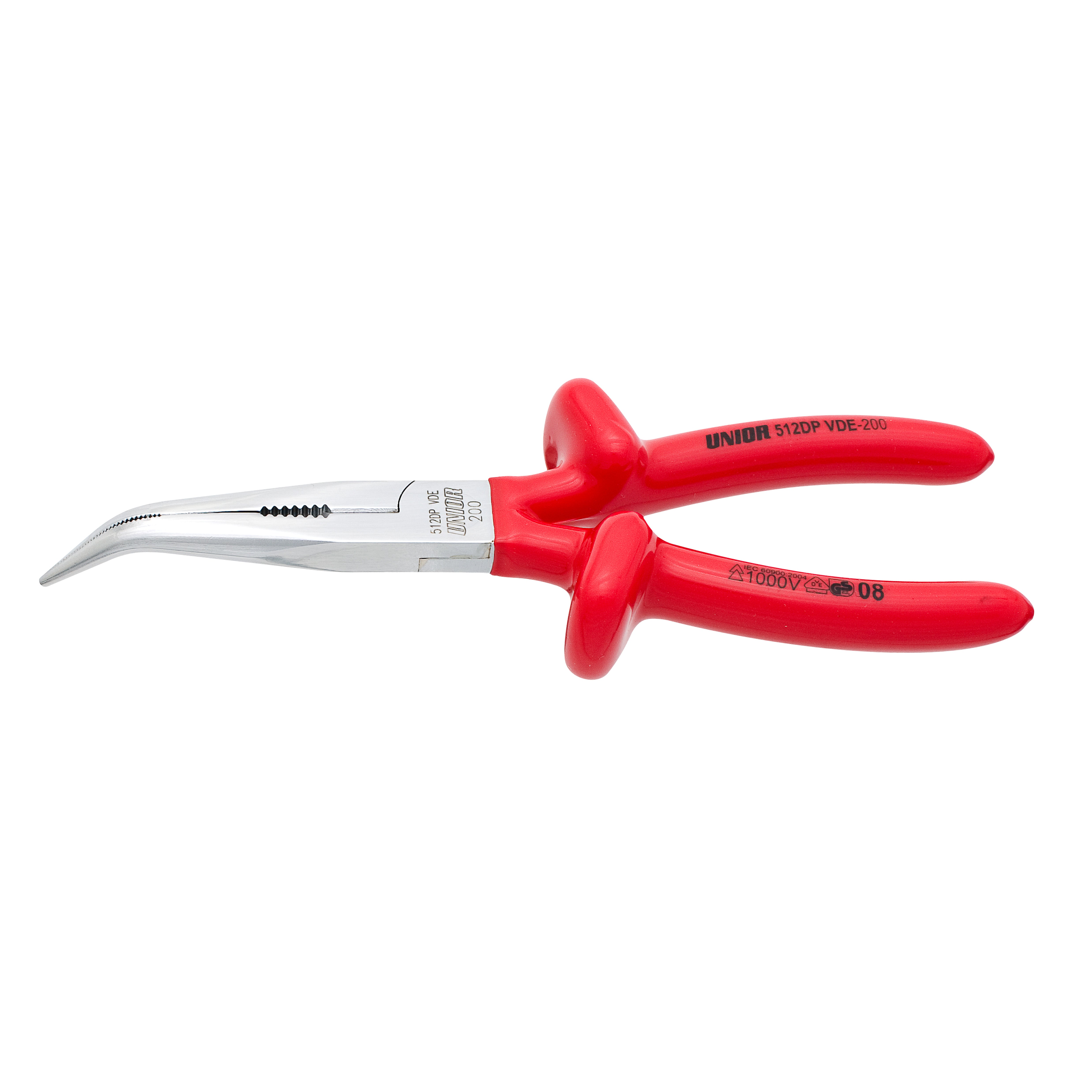 Long nose pliers with side cutter and pipe grip, bent 512/1VDEDP 170